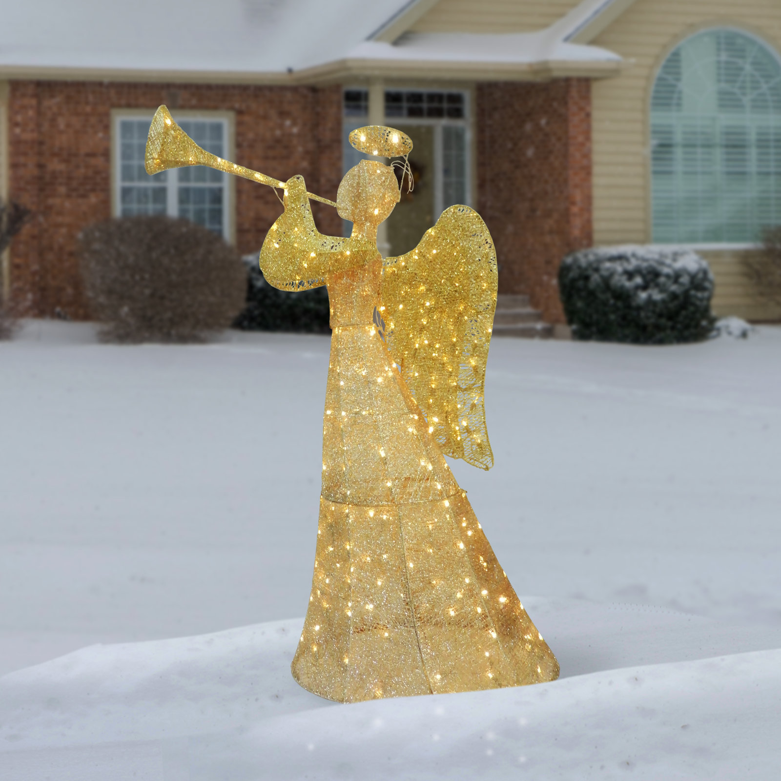 The Holiday Aisle® 60 in. Angel with LED Lights, Champagne