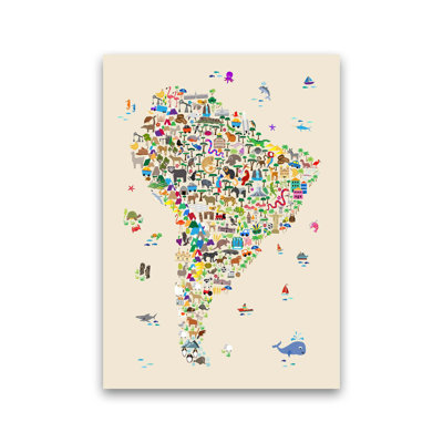 Animal Map of South America by Michael Tompsett - 1 Piece Wall Art
