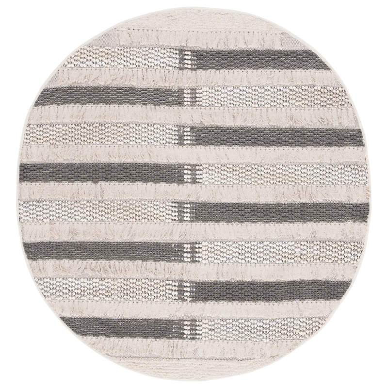 Artesha Hand Woven Cotton Striped Rug, Round 6'