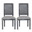 2 chaises de salle à manger grises avec dossier en canne - rembourrées en tissu, base cannelée pour un attrait gris, support rectangulaire, sièges rembourrés délicats, pieds à la mode, P 20 po x l 22,5 po, H 39,5 po