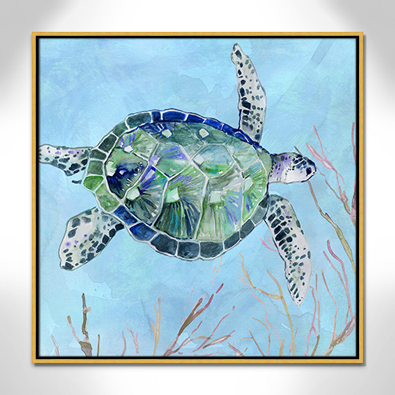 «Sea Turtle I» par Carol Robinson, Or, H 31,5 po x l 31,5 po x P 2 po