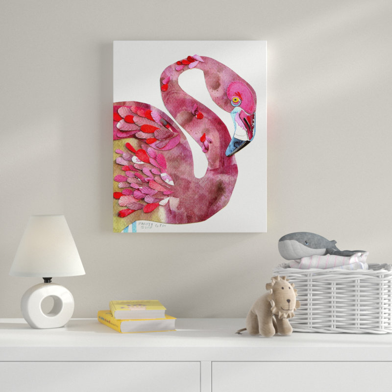 «Cutout Collage Flamingo», art sur toile, Toile tendue, H 20 po x l 16 po x P 1,5 po