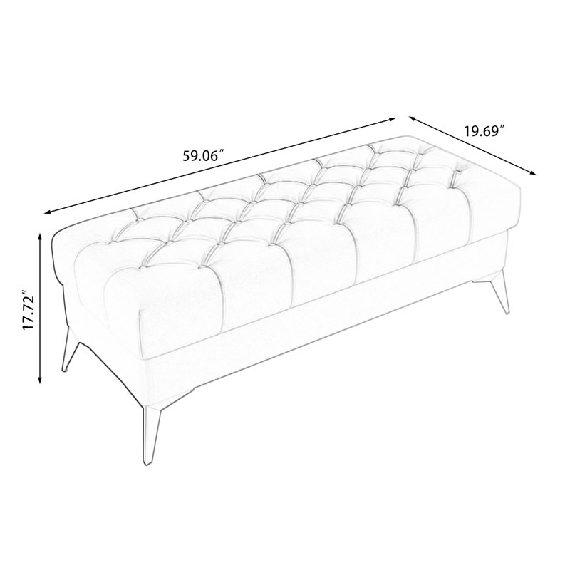 Banc avec revêtement, Blanc, 17.72" H x 59.06" W x 19.69" D