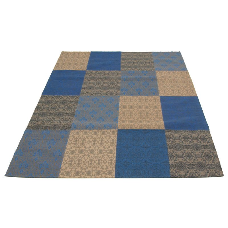 Tapis bleu handwoven à tissage plat Amata