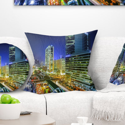 Photography Bangkok City Night View Cityscape Pillow