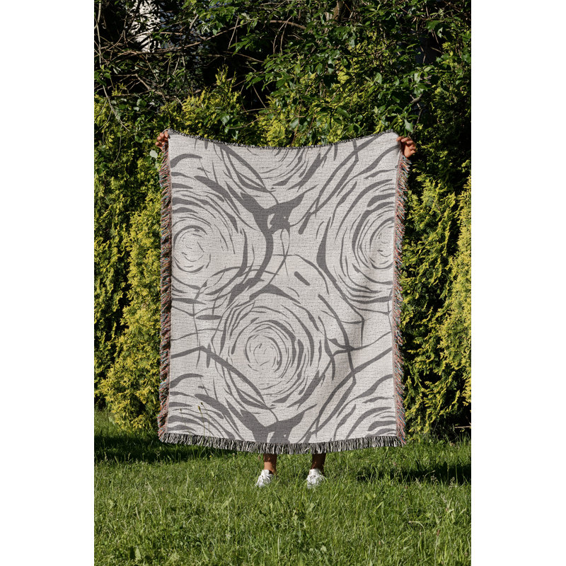 Jeté rose en coton Rose, Gris, 60 po x 80 po