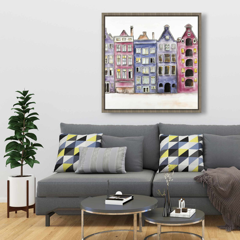 Vieille maison historique, art encadré mauve