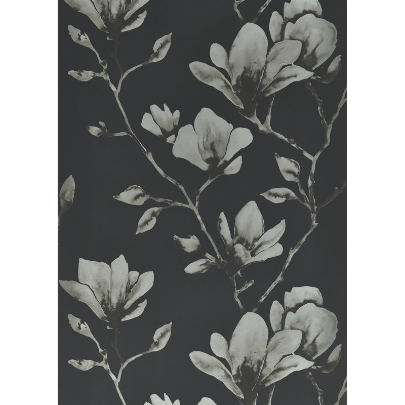 Lotus Wallpaper, Onyx/Silver