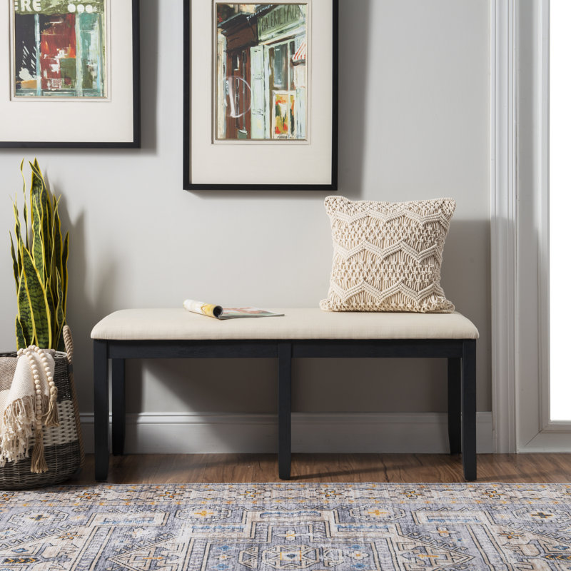 Entwistle Cotton Blend Upholstered Bench, Black