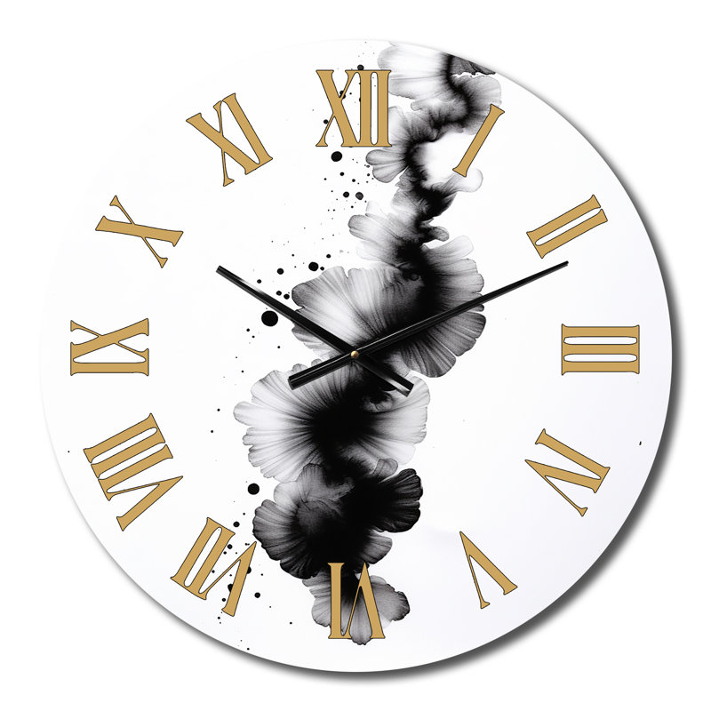 Horloge murale abstraite Sub l'encre monochromatique, Petit