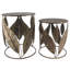 Metal Leaf Gold Side Tables Set | Modernist Frame Design Decorative Accent Tables for Living Room or Bedroom
