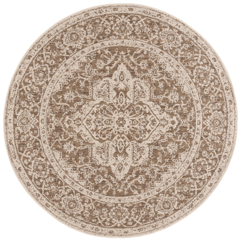 Tapis oriental beige / crème Danya, Rond 6 pi 7 po