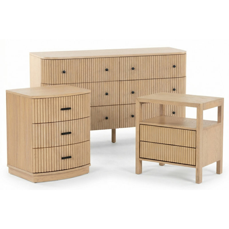 Ensemble de chambre à coucher 3 pièces Shelbie, Oak