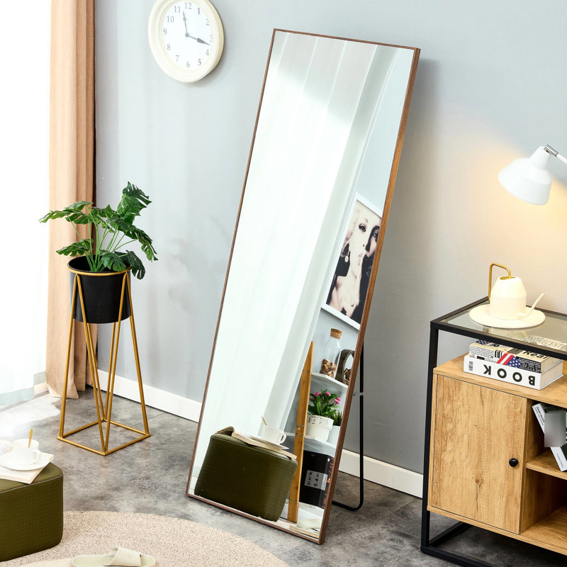 Miroir à fixation murale en bois massif 65 * 23, verre incassable, plancher attrayant 65 po x 23 po