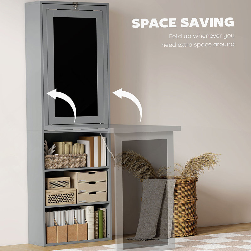 Bureau d'ordinateur pliable, bureau d'ordinateur mural, Gris anthracite