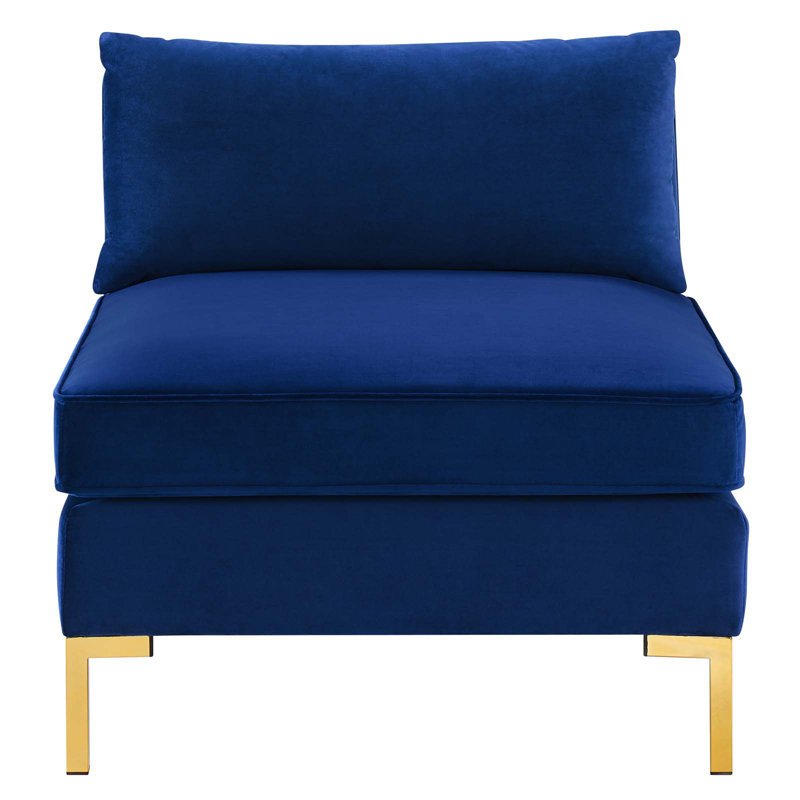 Ardent Performance Velvet Armless Chair, Navy Velvet