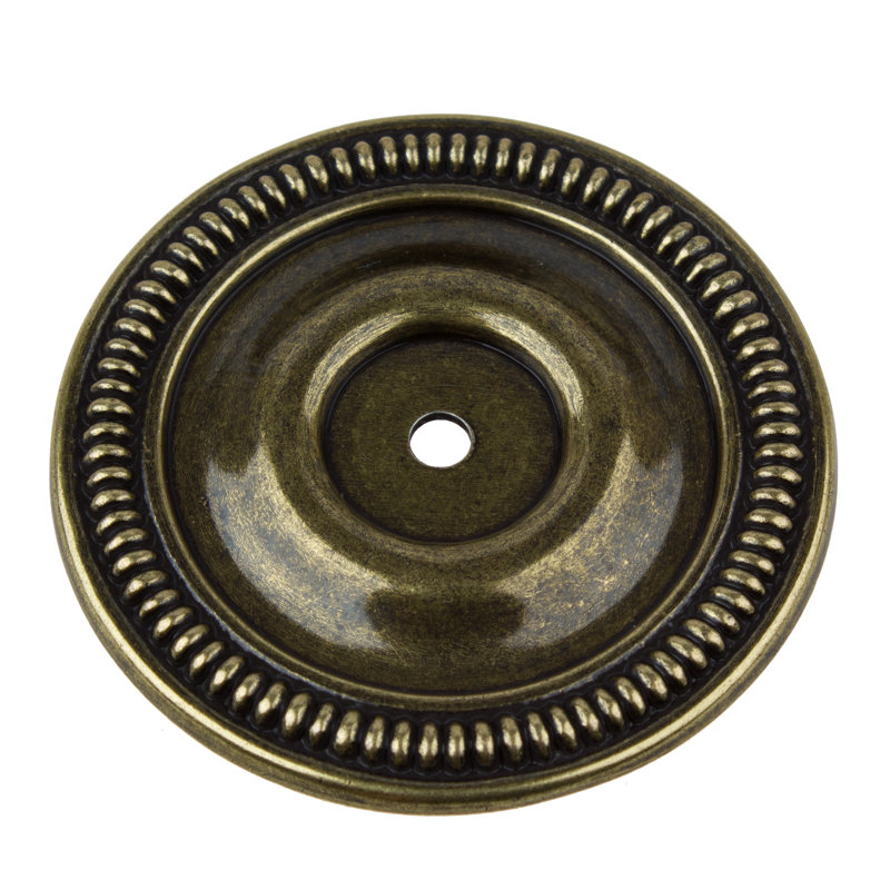 Contre-plaque ronde avec bouton d’armoire, Laiton antique
