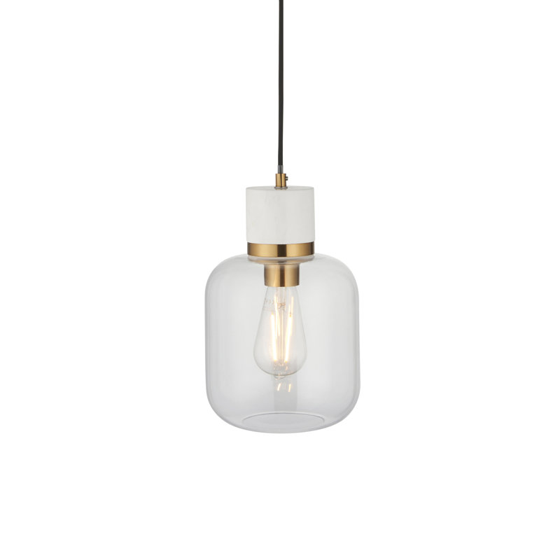 1 - Light Brass Pendant, White