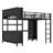 Metal Loft Bed With Wardrobe And L-Shaped Desk, Loft Bed With Storage Cubes For Kids Teens Adults-778933334-778933320