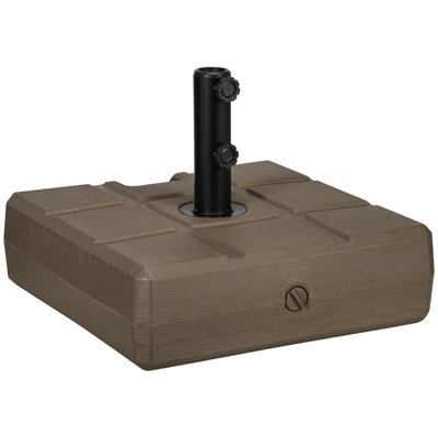 88 lb base de parasol remplissable, carrée, 1,25 po, 1,5 po, compatible avec un poteau de 2 po, support en acier, vive, extérieur, brun carré, élégant