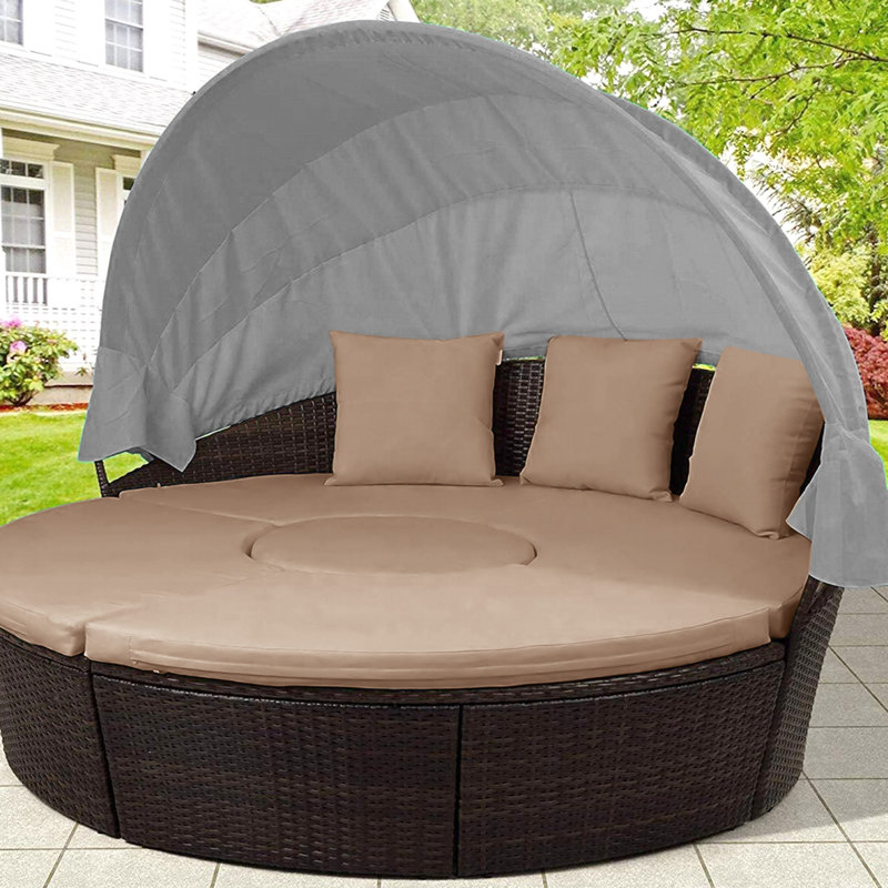 66" Outdoor Daybed Cushion Waterproof Replacement Round Bed Cushion, Taupe