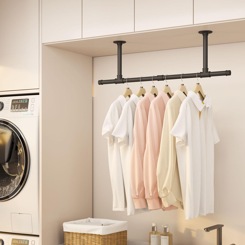93.5cm Wall Mounted Clothes Rack, Black
