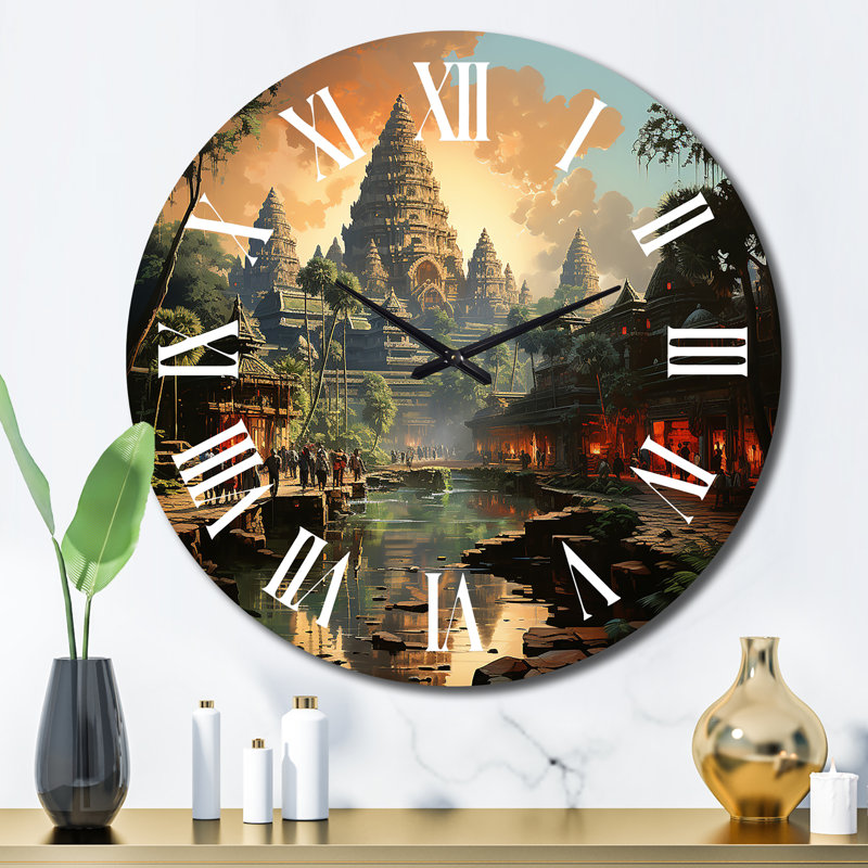 Horloge murale Asian Art Journey to Angkor VII, Très grand