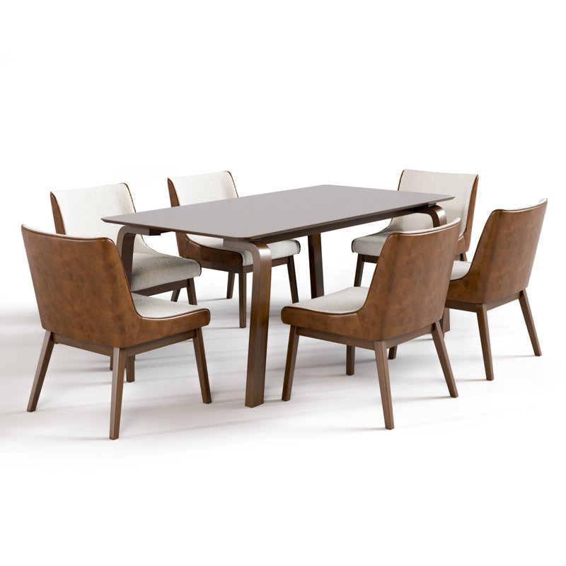 Ensemble de table de salle à manger Gateshead, 7 pièces : table, 6 chaises