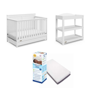 Graco Hadley 5-In-1 Convertible Crib With Drawer, Customizable Changing Table, And Mattress Nursery Set -  04521-701-00524-701-06710-400
