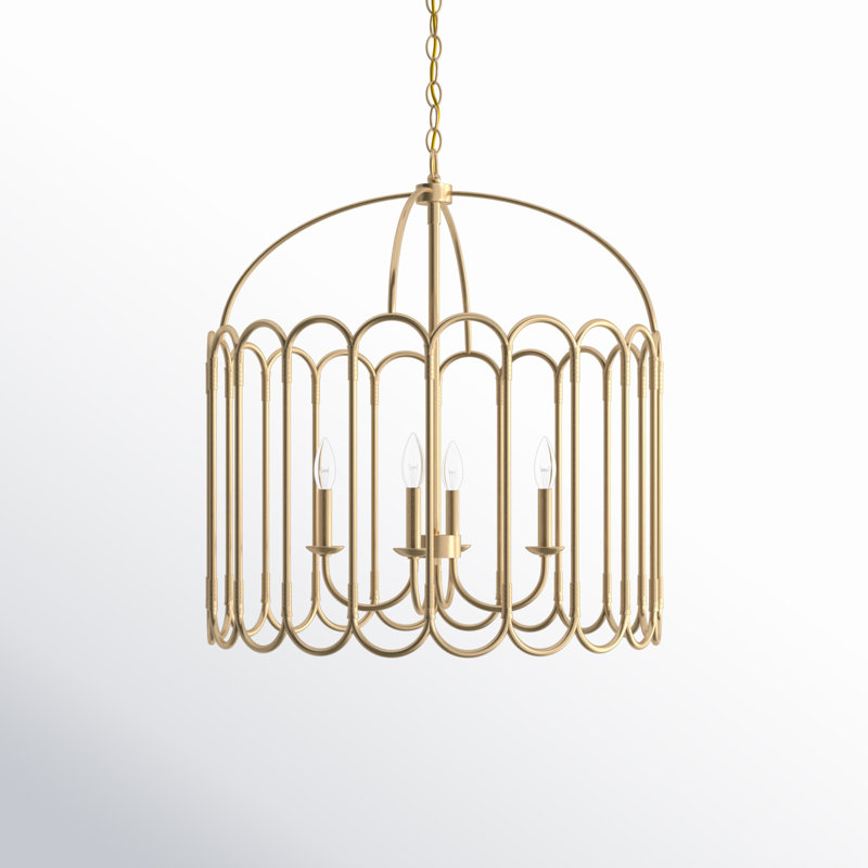 Luminaire suspendu en métal 4 lumières, Laiton