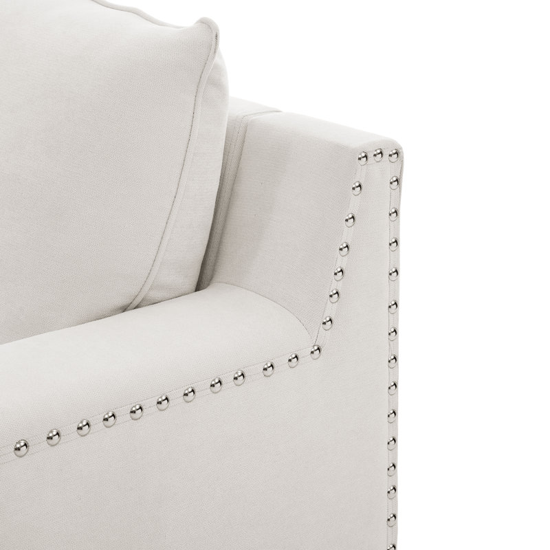 Canapé modulaire de coin avec repose-pieds Makah, Microfibre / microsuède blanc
