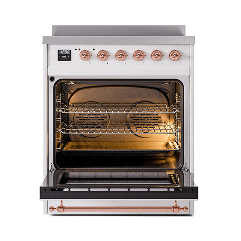 ILVE Nostalgie II Series Noblesse 30 inch Induction Range with 5 Induction Elements (Glass Door), Copper