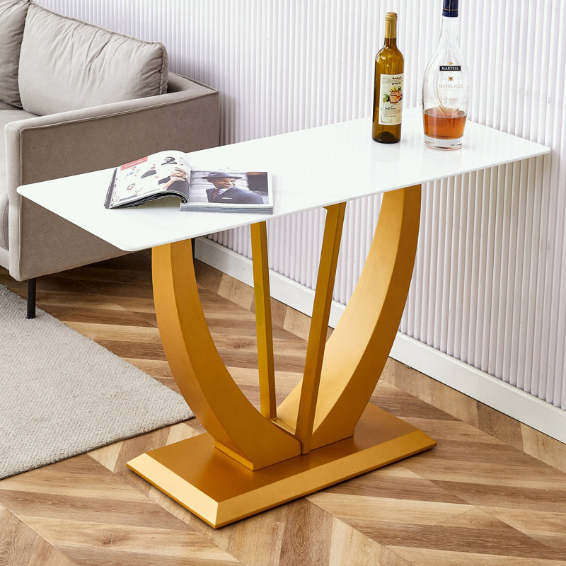 Console, Plateau blanc / base or