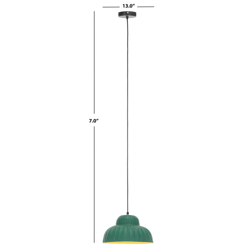 Luminaire suspendu en forme de dôme vert à 1 lumière DEL
