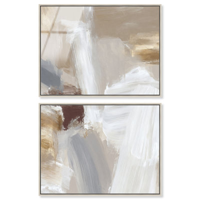 Ensemble d'art mural minimaliste « Infinite Neutral I » encadré sur acrylique par Art Remedy, cadre argenté, 44 x 33