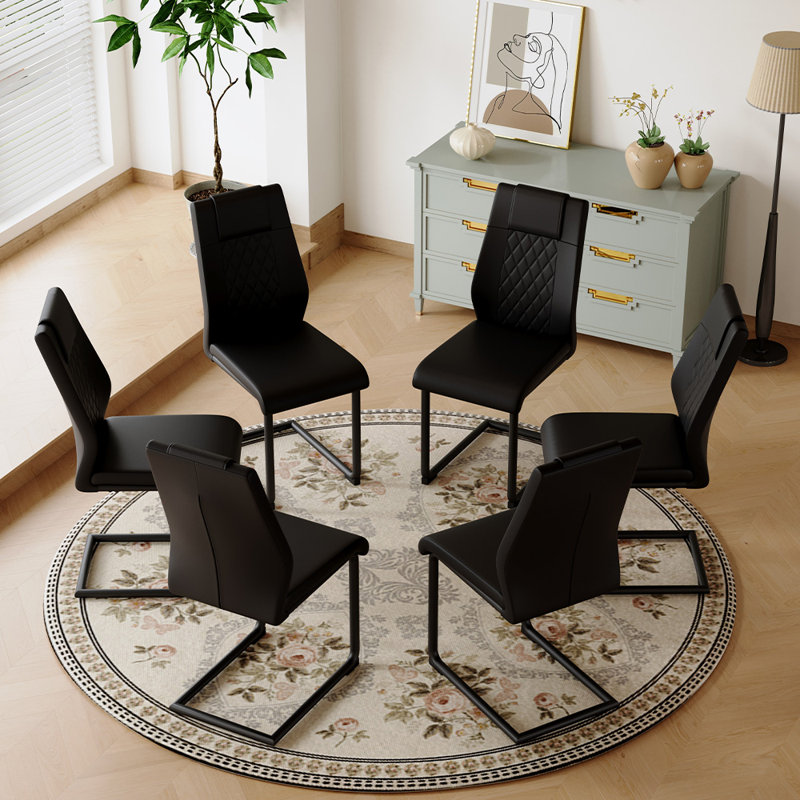 Chaises de salle à manger modernes, 6, Noir, Noir