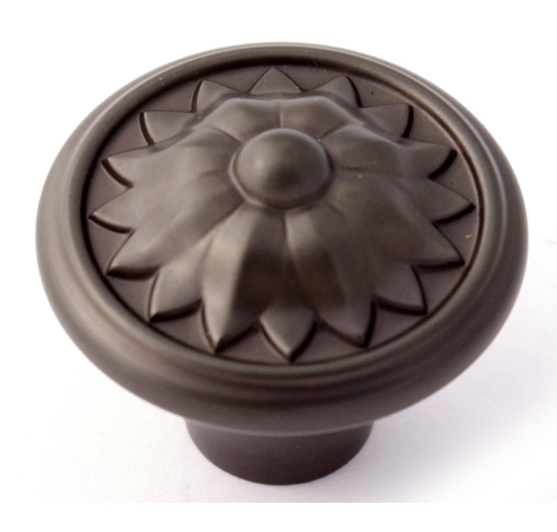 Poignée champignon 1 1/2 po Fiore, Bronze chocolat, H 1,125 po x l 1,25 po x P 1,25 po