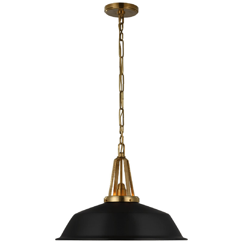 Chapman & Myers Layton Pendant, Antique Burnished Brass, Matte Black, 87.88" H x 20" W x 20" D
