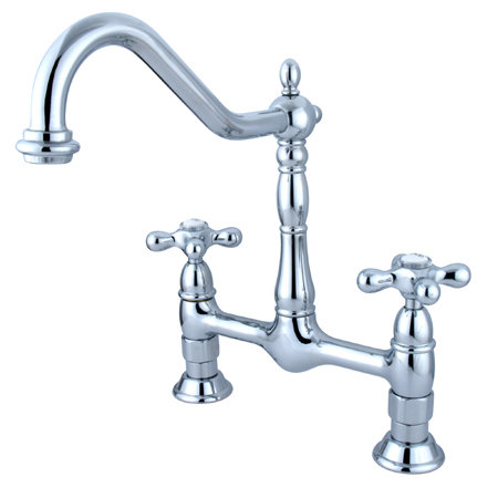 Kingston Brass Heritage Two-Handle 2-Hole Deck Mount Bridge Kitchen Faucet Kingston Brass