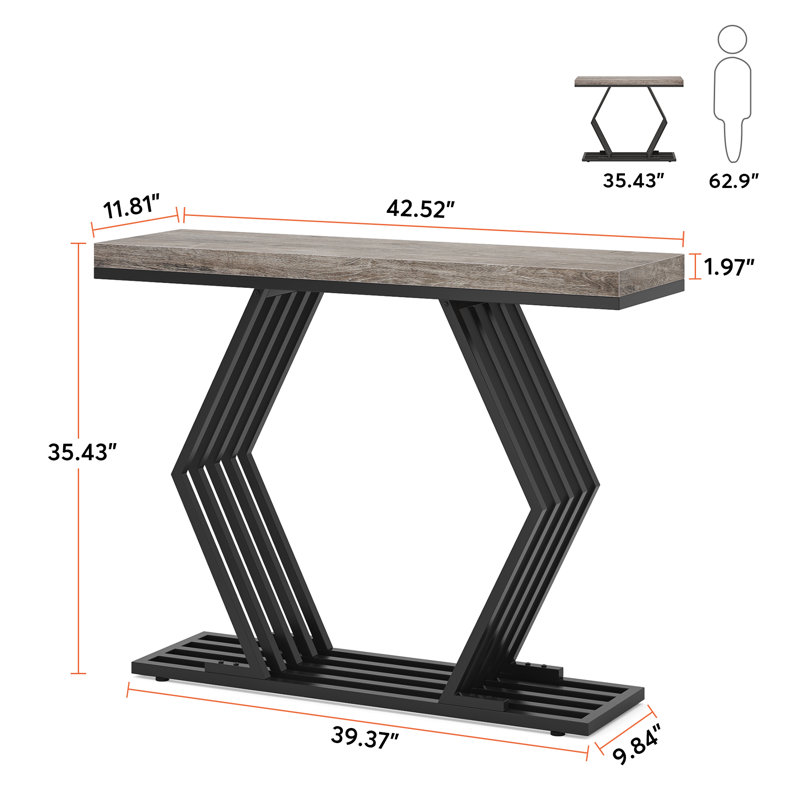 Bynes Console Table, Grey, Black