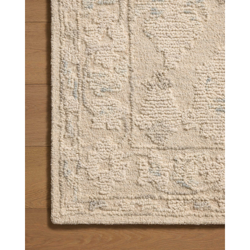 Tapis ivoire / ciel Grishma, Carré 1 pi 6 po