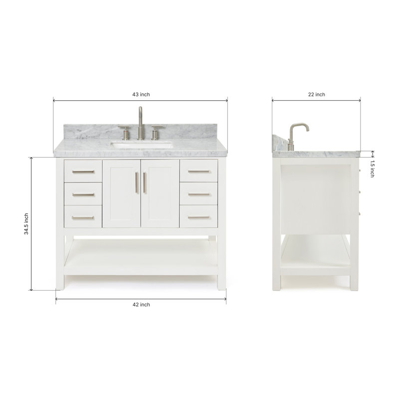 Magnolia Bath Vanity Rectangular Basin S043SCWRV, White, Rectangular
