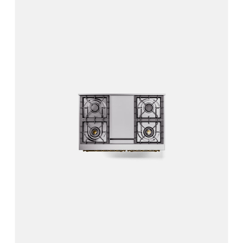 ILVE Nostalgie II 40 in Dual Fuel Range, RAL/Brass, Liquid Propane