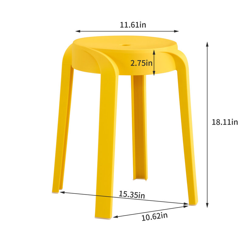 Ensemble de 6 chaises gigognes en plastique, grattoir, profondeur de produit de 11,8 po, moutarde - Structure pour une utilisation quotidienne