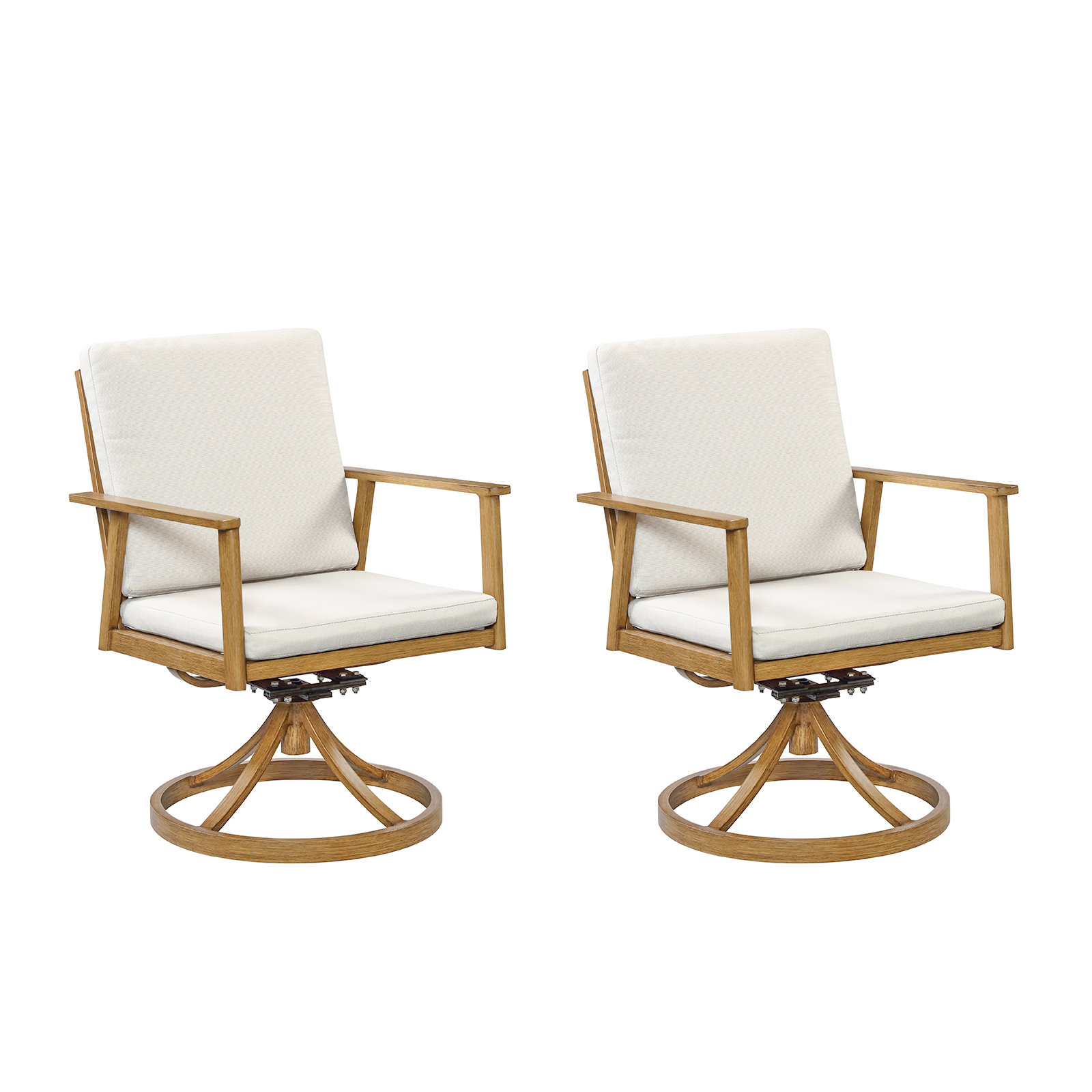 SeeHill 2-Piece Aluminum Swivel Dining Chairs, Modern Outdoor Patio Chairs with 2.4" Cushion, 360° Rotation, Waterproof & Rust-Resistant, UV Coating for Backyard, Poolside, Beachside, Brown