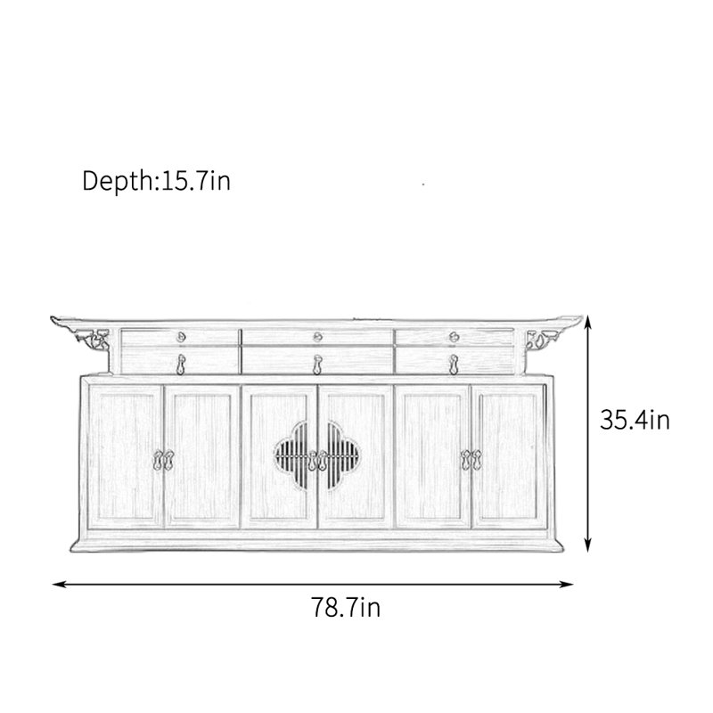 Buffet en bois massif de style chinois