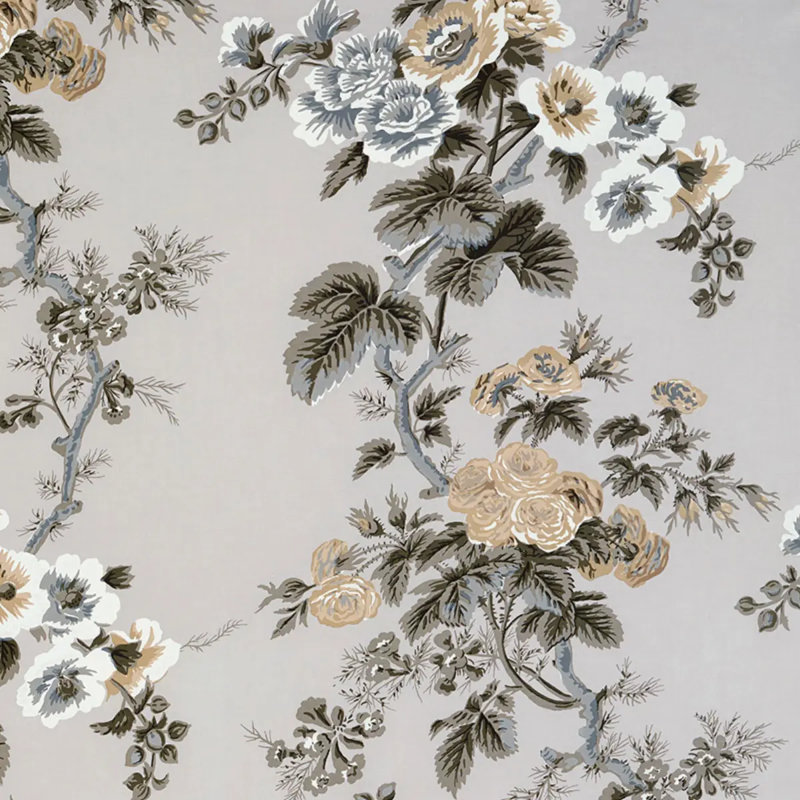 Pyne Hollyhock Fabric, Grisaille