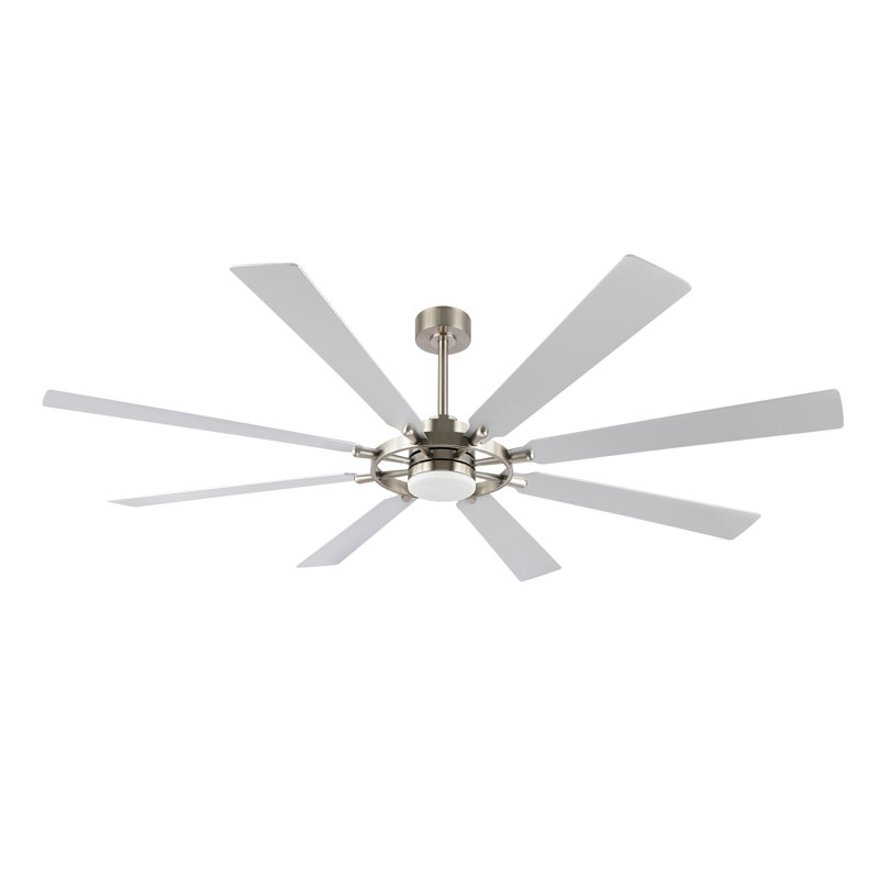 Antoinesha Ceiling Fan with LED Lights, Silver, Nickel, 80"