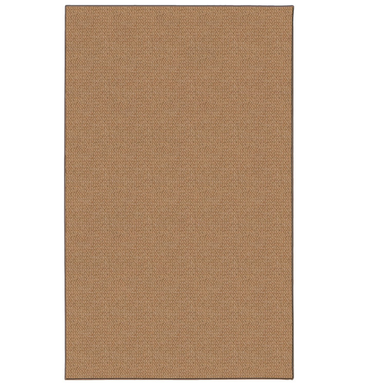 Rhodes Beige Machine Woven Wool Berber with Hand Serged Edging Area Rug