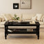 Table basse rectangulaire en bois massif avec tablette de rangement